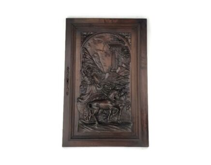 Antique hand Carved  Door Panel  Roman Charriot Warrior Soldier Reclaimed Architectural