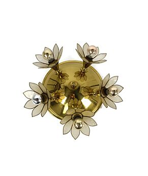 Plafonière Fixture Lamp Flushmount Brass Mother of Pearl Vintage Gorgeous