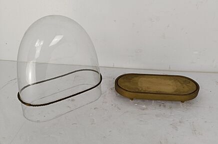 Antique Victorian Oval Hand Blown Glass Globe Dome Doll Clock 16.53" H 15.94"W 7.08" D