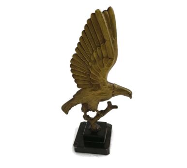 Brass Bronze Figurine Eagle Statue Sculpture on marble base vintage
