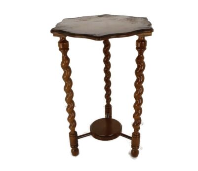 Barley Twist Wooden Two tier Side Table Pedestal Plant Bonsai Stand Barn Farmhouse 