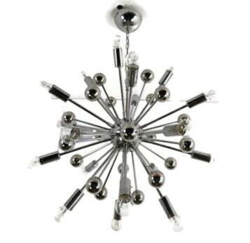 Impressive Sputnik Chandelier Modernist 20 Lights Metal Chrome Pop Art Vintage