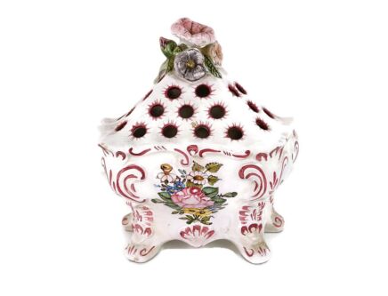 Ceramic Pique Fleur Italy Marked Polychrome Flower Vase Vintage 
