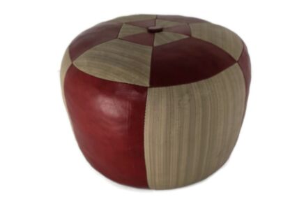 Retro Patchwork Footstool Stool Pouf Cut and Sew Ottoman Seat Vintage Semi Leather