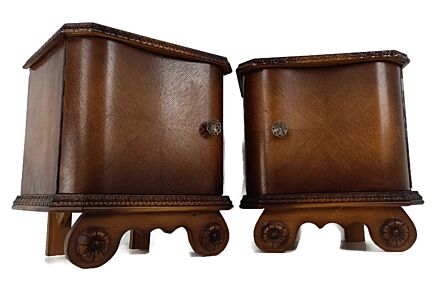Antique Art Deco Nightstands End tables Dresser 20s 30s Vanity Cabinets  Wood  Cabinets Pair