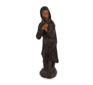 small statue plaster nun lady bigot praying polychrome vintage figurine