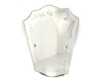 Venetian Mirror Ornate Etched Cut to Clear Glass  Clear Art Nouveau Antique Gorgeous
