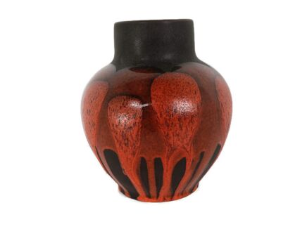 Vintage orange German Steuler Art Pottery Vase glazed ceramic Fat Lava 60s 70s