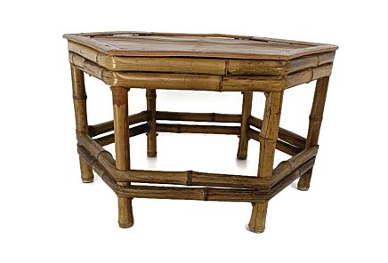 vintage rattan wicker rush side table coffee table bedside table hobo chic modernist small