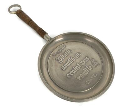 Tin Pewter steel pan Wall hanging decoration Provert French vintage Modernist