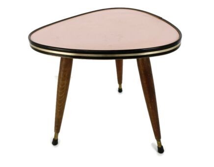 Retro Vintage Tripod Coffee Side Wine Table Mid Century Space Age Rockabilly Pink Top Funky