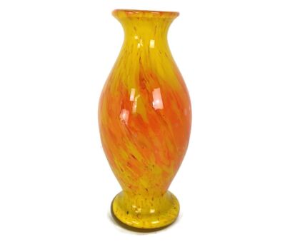 Vintage Vase Italy Speckled art glass  Orange hand made Murano
