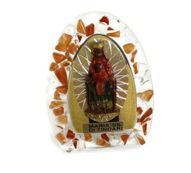 small plaque Maria ss di Tindari Black Madonna of Tindari Italy hard plastic small