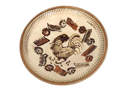 Sallad Bowl Pottery Faiance Dish Charger Wall hanging Funky Rooster hand painted 
