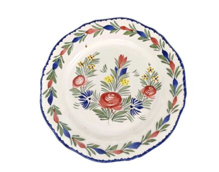 Quimper Charger Plate France French marked DFR RC flower pattern vintage 