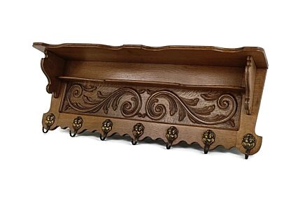 Vintage Carved Wood Coat Hat Rack Ornate Breughel Style Kitchen Hallway modernist