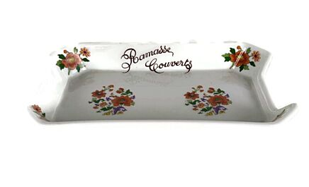 Vintage Ramasse couverts Porcelain dish for cutlery France Apilco Colombia