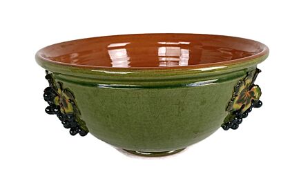 Beautiful planter, vintage, France, Grapes, pottery, faience, large, centerpiece, bowl