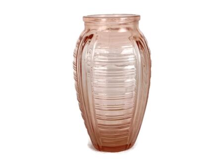 Pink Depression art glass Art Deco Vase Pressed Glass 