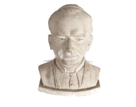 Bust Pope John Paul II Statue Plaster Paolo II Papa Juan Pablo signed Interrochim Vintage