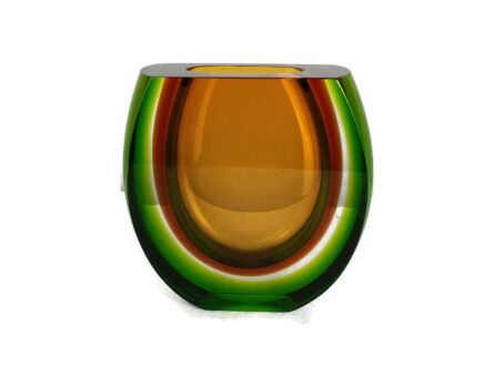 Somerso Murano Vase Flat Luigi Onesto Style Italy Art Glass Gorgeous HTF