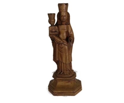 Statue Virgin Mary Lady Madonna Infant Child hand carved Wood Vintage Gorgeous Gold Touches