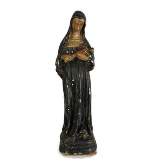Small HTF Statue St Saint Rita of Cascia Plaster Patroness Impossible Causes vintage