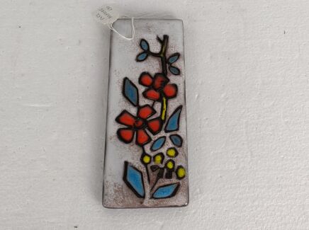 Vintage Plaque Flowers  RUSCHA Germany  Ceramic Wall tile mid century  modernist 