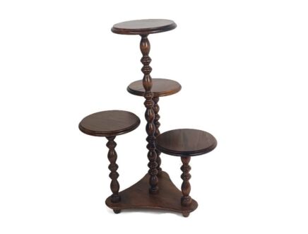 XL Vintage 4 Tier Pedestal Table Plant Flower Bonsai Stand Side Table Carved wood  