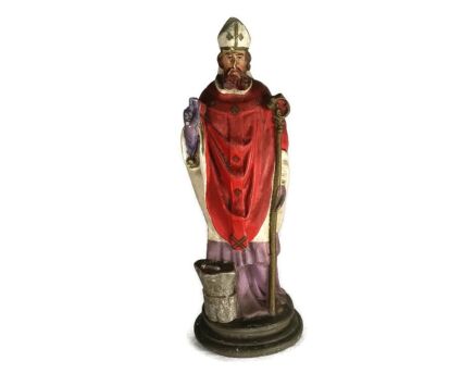 Statue Saint Eligius Elooi Patron Saint of Blacksmiths Gold and Silverversmiths Plaster Collector Polychrome