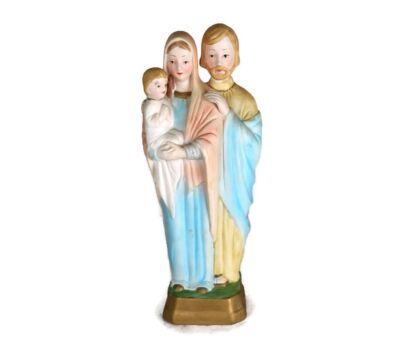 Holy Family, Infant Jesus, Saint Joseph, Madonna, vintage, statue, polychrome, porcelain