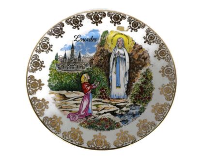 Charger Plate Collector  Lourdes Virgin Mary Madonna Bernadette France  vintage 