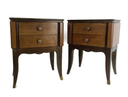 Pair Nightstands end Tables art Deco antique Chest of drawers Wood Glass tops WOW