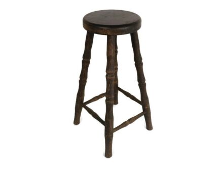 High Stool  Chair Bar Stool Hand Carved Wood Modernist Loft style 