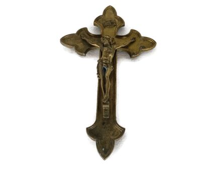 Antique 20 Brass hanging Crucifix Cross French Jesus Christ Saviour 