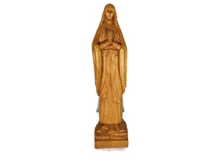 Sculpture Statue hand Carved Wood madonna Virgin Mary Folded hands vintage Signed J Martin