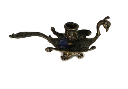 Gothic Vintage Brass Ornate Candle Holder Phoenix Griffin Dragon Italian 