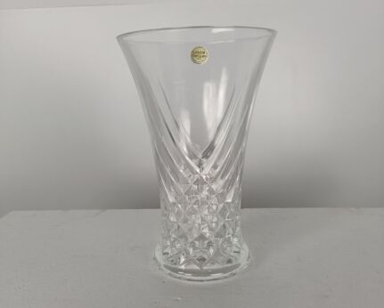 art glass Crystal Vase Clear Cut Etched Large Gorgeous Crystal D'arques France Vintage