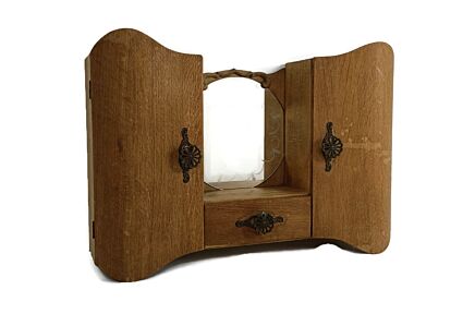 Antique Art Deco Cabinet Mirror Double Kitchen Medicine APothecary Bathroom wall hanging