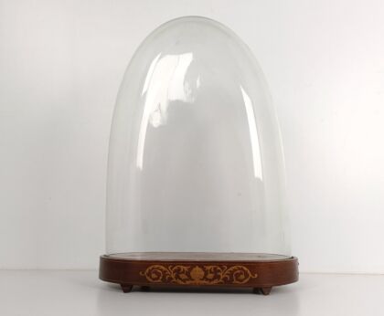 Antique Victorian Oval Hand Blown Glass Globe Dome Doll Clock 20.86" 15.15" 8.07"