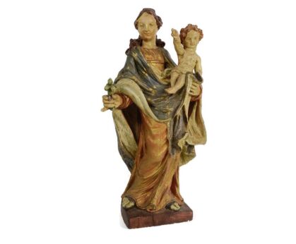 Antique 18th century Plaster Our lady Madonna Virgin Mary Infant Child Jesus Collector WOW