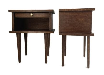 Pair Couple Vintage Night stands End tables Mid Century Modern  Wood pop art Funky