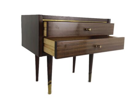 Funky Lackered Wood Nightstand Retro Vintage Brown End Table 
