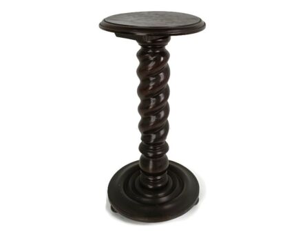 Hand Carved Wood Barley Twist Pedestal Display Side Table Plant Stand Barn Farmhouse Style