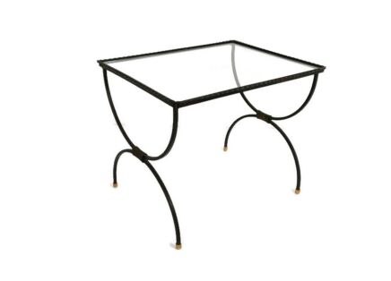 Vintage Small Side Table Plant stand  Wrought Iron Funky Glass Top Retro Modernist