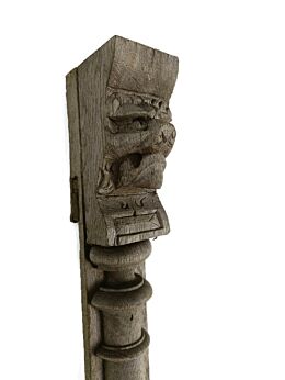 Antique French Carved Wood  Reclaimed Architectural Trim Pediment Salvage  Breton Lion Head  