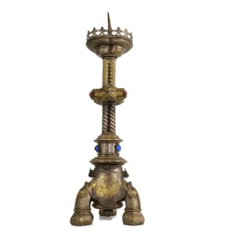 Antique brass Ornate Candle Holder Candle Stick Large  1800s  Gothic 