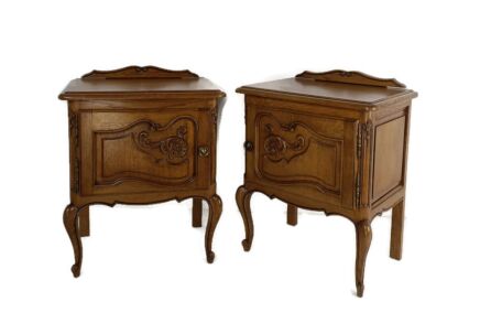 Couple French Louis XV/XVI Style Wooden Nightstands End Tables  Vintage Modernist 