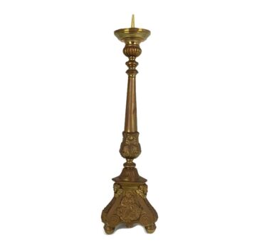 Antique brass Church  Candle Holder Candle Stick Holder 17th C angels Religous scenes WOW