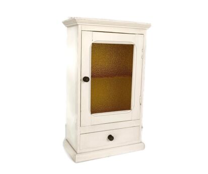 Apothecary Bathroom Medicine Kitchen Cabinet Wood  Antique  Bubbled Amber glass Door